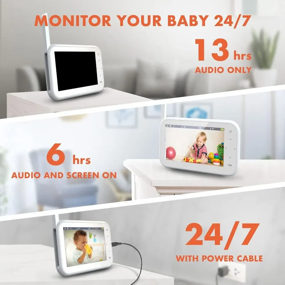 REXING BM1 Baby Monitor w/ Recording Capabilities 4.5” Display, 720p Video/Audio